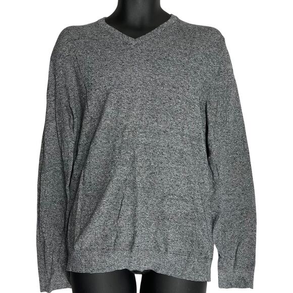 Alfani Sweater Men Size L Gray Long Sleeve Cotton Modal Blend V Neck Minimalist - Picture 1 of 4